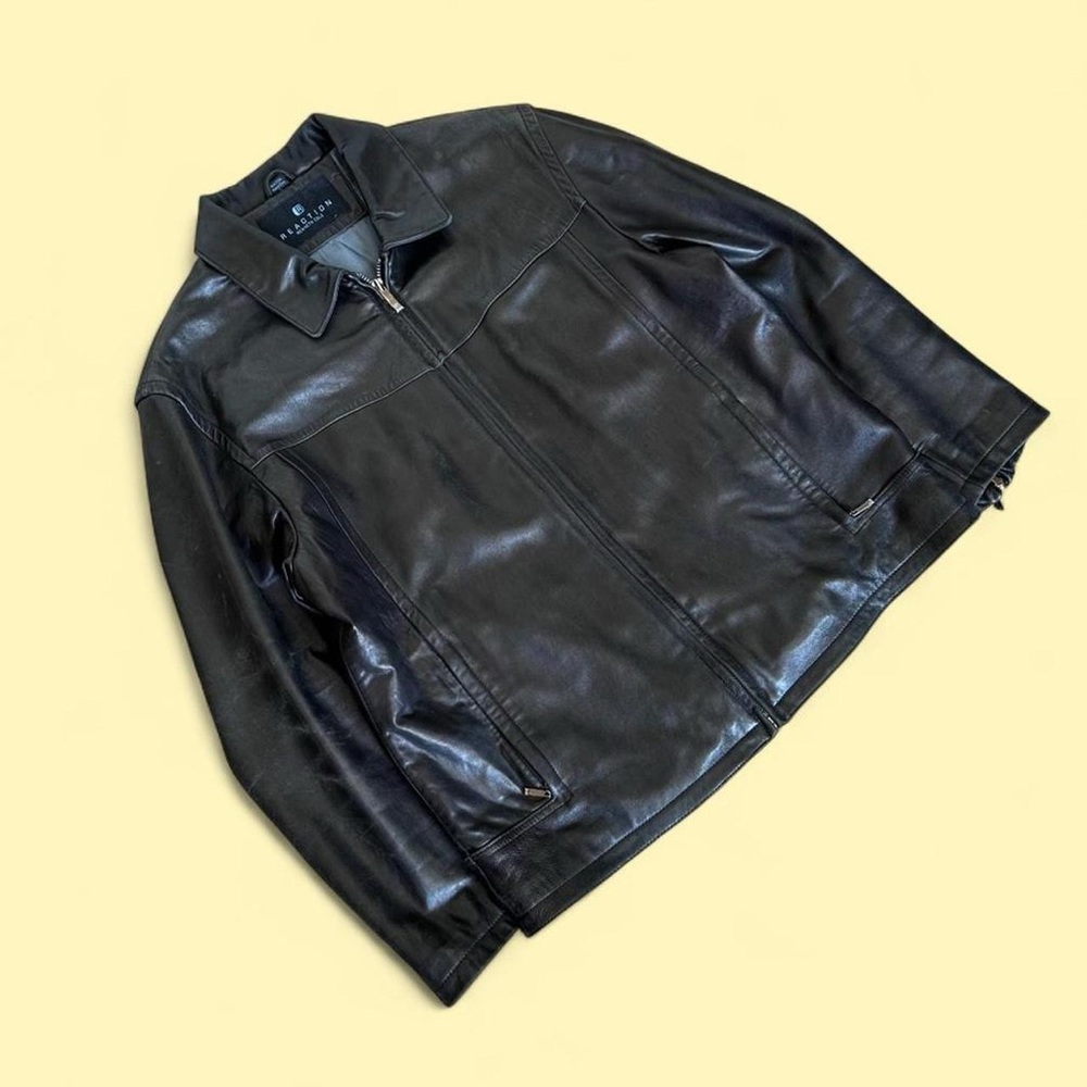 Vintage Kenneth Cole Reaction Black Leather Jacket Men’s L Heavyweight